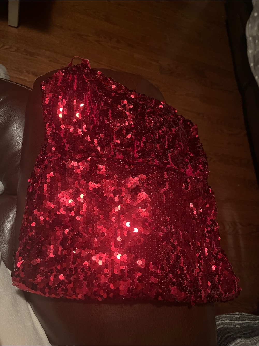 Revamped Red Sequin Strapless Dress